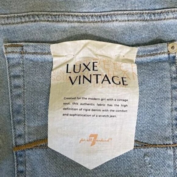 7 For All Mankind Original Bootcut Raw Hem Luxe Vintage Jeans Size 32 NWT - Picture 8 of 15